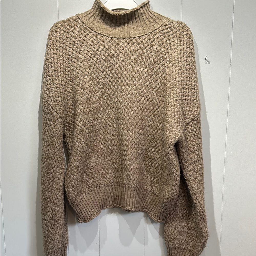 Tan Chunky Knit Cowl Sweater